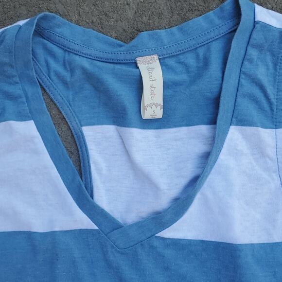 Altar'd State wide striped v neck tank blue white small - Picture 2 of 4